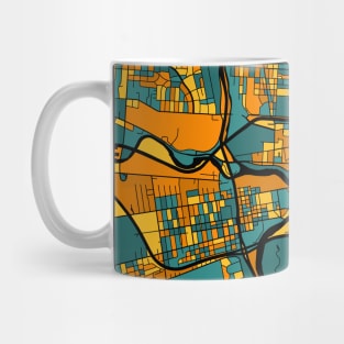 Columbus Map Pattern in Orange & Teal Mug